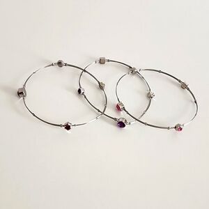 set of 3  jeweled thin bangle bracelet